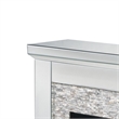 Benjara Electric Fireplace with Mirror Panel Framing and Stones Inlay- Silver