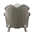 Benjara Traditional Leatherette Chair with Button Tufted and Carved Details-Gray