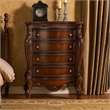 Benjara 5 Drawer Wooden Chest with Oversized Scroll Legs- Cherry Brown