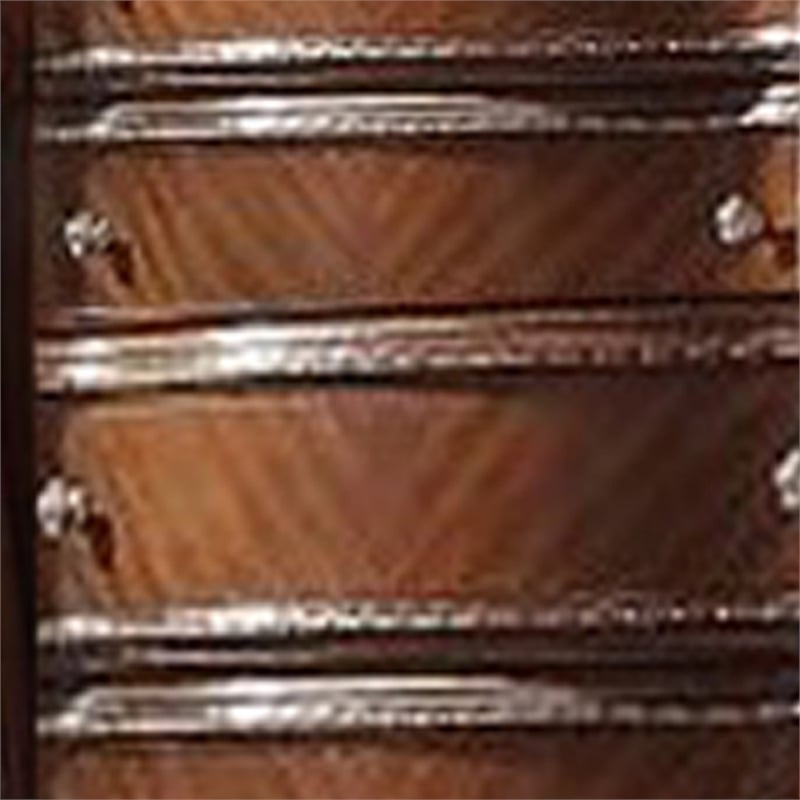 Benjara 5 Drawer Wooden Chest with Oversized Scroll Legs- Cherry Brown