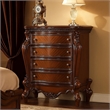 Benjara 5 Drawer Wooden Chest with Oversized Scroll Legs- Cherry Brown