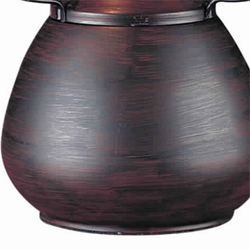 Benjara Pot Bellied Metal Body Table Lamp with Conical Mica Shade- Bronze