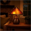 Benjara Pot Bellied Metal Body Table Lamp with Conical Mica Shade- Bronze