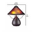 Benjara Pot Bellied Metal Body Table Lamp with Conical Mica Shade- Bronze