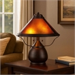 Benjara Pot Bellied Metal Body Table Lamp with Conical Mica Shade- Bronze