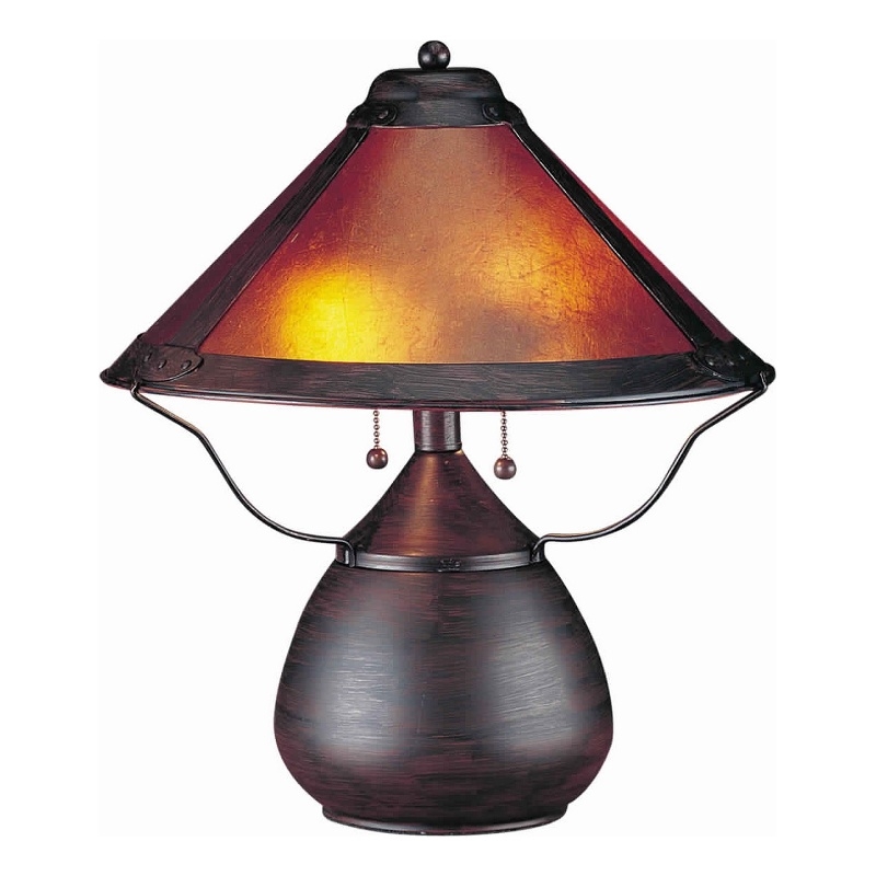 Benjara Pot Bellied Metal Body Table Lamp with Conical Mica Shade- Bronze