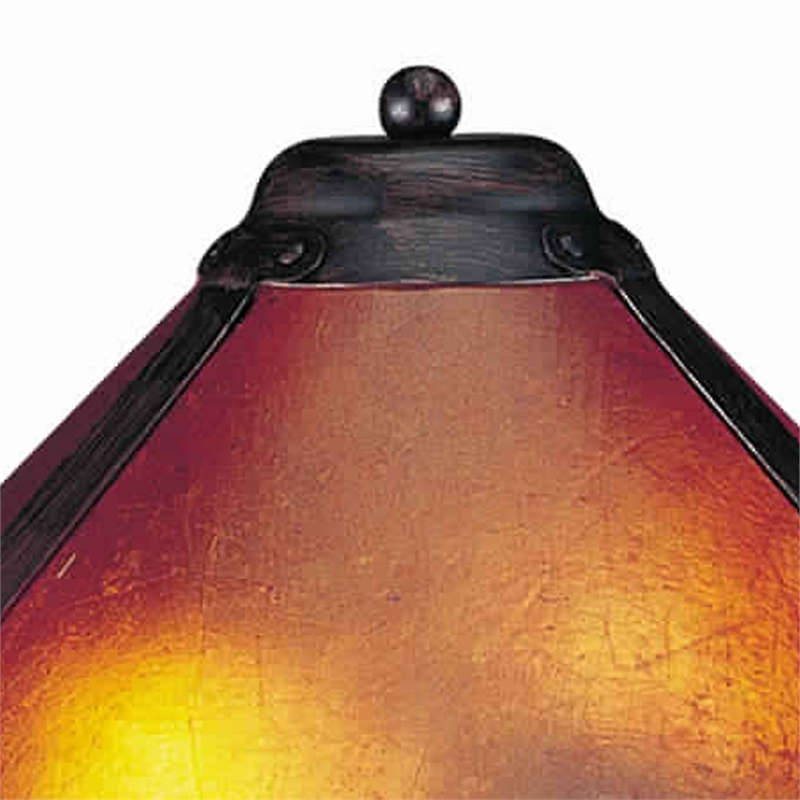 Benjara Pot Bellied Metal Body Table Lamp with Conical Mica Shade- Bronze