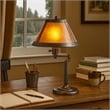 Benjara Metal Body Swing Arm Table Lamp with Conical Mica Shade- Bronze