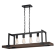 Benjara 60 X 4 Watt Wood and Metal Chandelier with 6 Foot Chain- Brown and Black