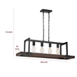 Benjara 60 X 4 Watt Wood and Metal Chandelier with 6 Foot Chain- Brown and Black