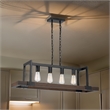Benjara 60 X 4 Watt Wood and Metal Chandelier with 6 Foot Chain- Brown and Black
