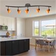 Benjara 5 Light 120V Metal Track Light Fixture with Glass Shade- Black & Orange