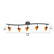 Benjara 5 Light 120V Metal Track Light Fixture with Glass Shade- Black & Orange
