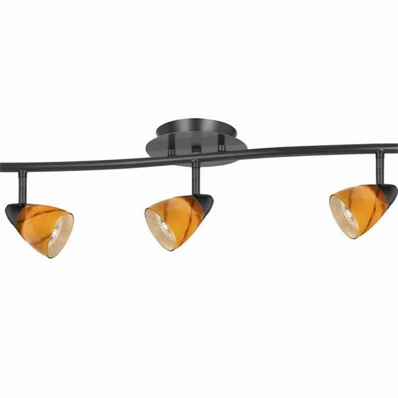 Benjara 5 Light Glass Shade 120V Metal Track Light Fixture- Black and Yellow