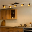 Benjara 5 Light Glass Shade 120V Metal Track Light Fixture- Black and Yellow