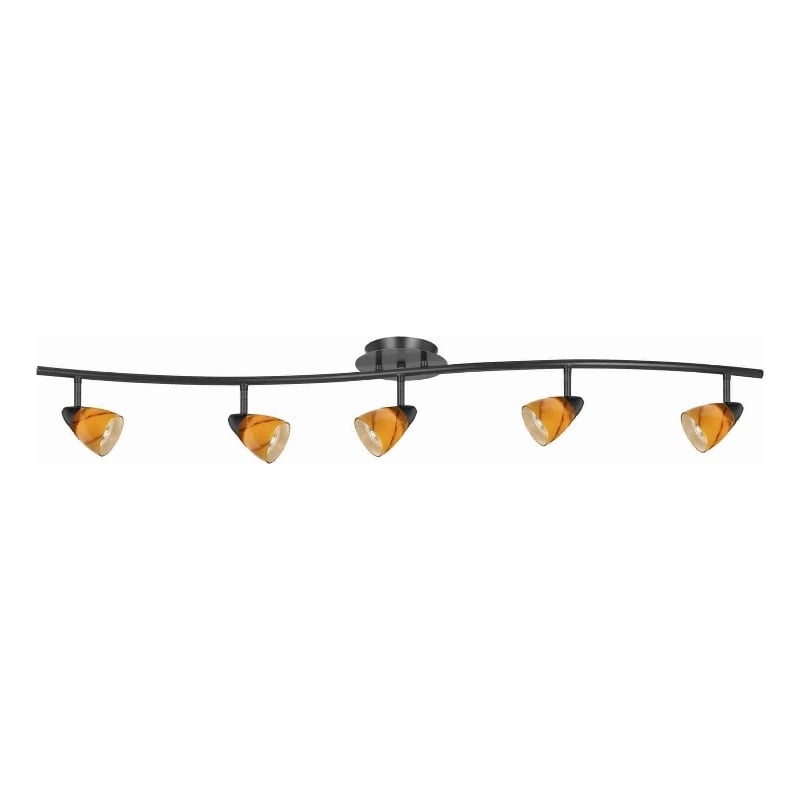 Benjara 5 Light Glass Shade 120V Metal Track Light Fixture- Black and Yellow