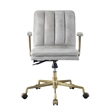 Benjara Adjustable Leatherette Swivel Office Chair with 5 Star Base- Gray & Gold