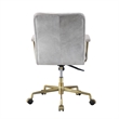Benjara Adjustable Leatherette Swivel Office Chair with 5 Star Base- Gray & Gold