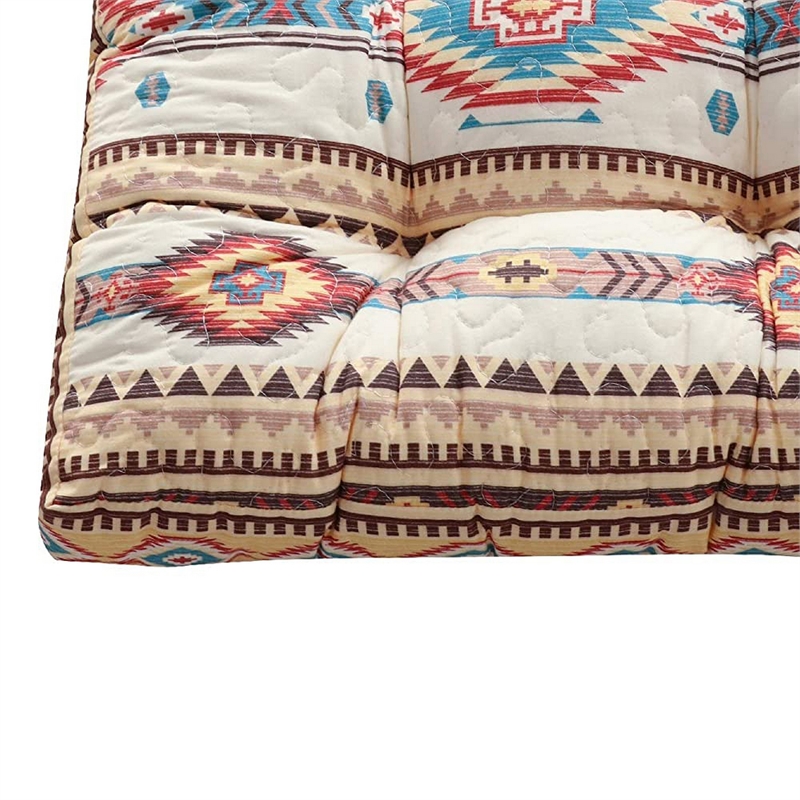 Benjara Tisa Traditional Ikat Pattern Fabric Chair Pad- Multicolor
