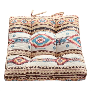 Benjara Tisa Traditional Ikat Pattern Fabric Chair Pad- Multicolor