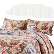 Benjara Rome 3 Piece Microfiber Reversible Print Queen Quilt Set-Multicolor