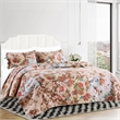 Benjara Rome 3 Piece Microfiber Reversible Print Queen Quilt Set-Multicolor