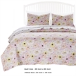 Benjara Milan 3 PC Blooming Flower Pattern Queen Quilt Set- White & Pink