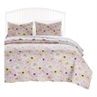 Benjara Milan 3 PC Blooming Flower Pattern Queen Quilt Set- White & Pink