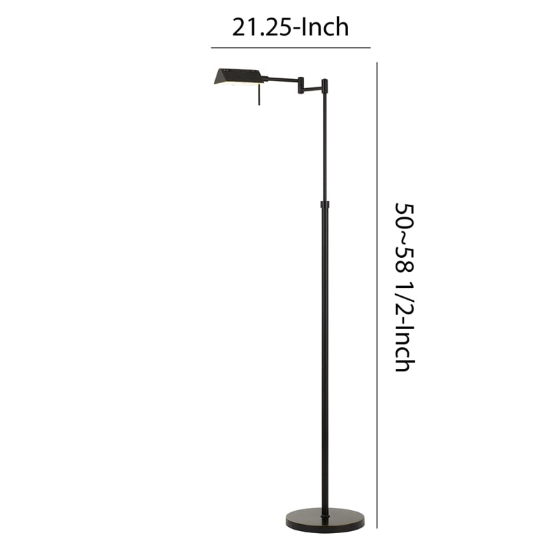 Benjara 10W LED Adjustable Metal Floor Lamp with Swing Arm- Black