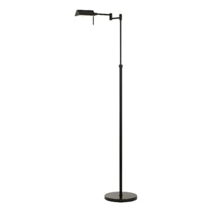 Benjara 10W LED Adjustable Metal Floor Lamp with Swing Arm- Black
