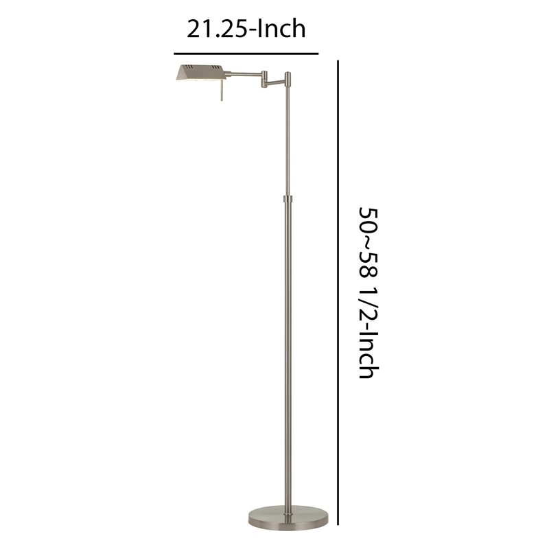 Benjara 10W LED Adjustable Metal Floor Lamp with Swing Arm- Chrome