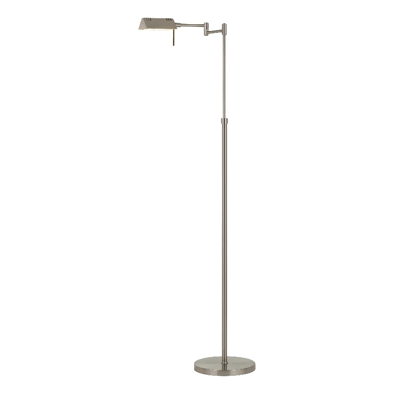 Benjara 10W LED Adjustable Metal Floor Lamp with Swing Arm- Chrome