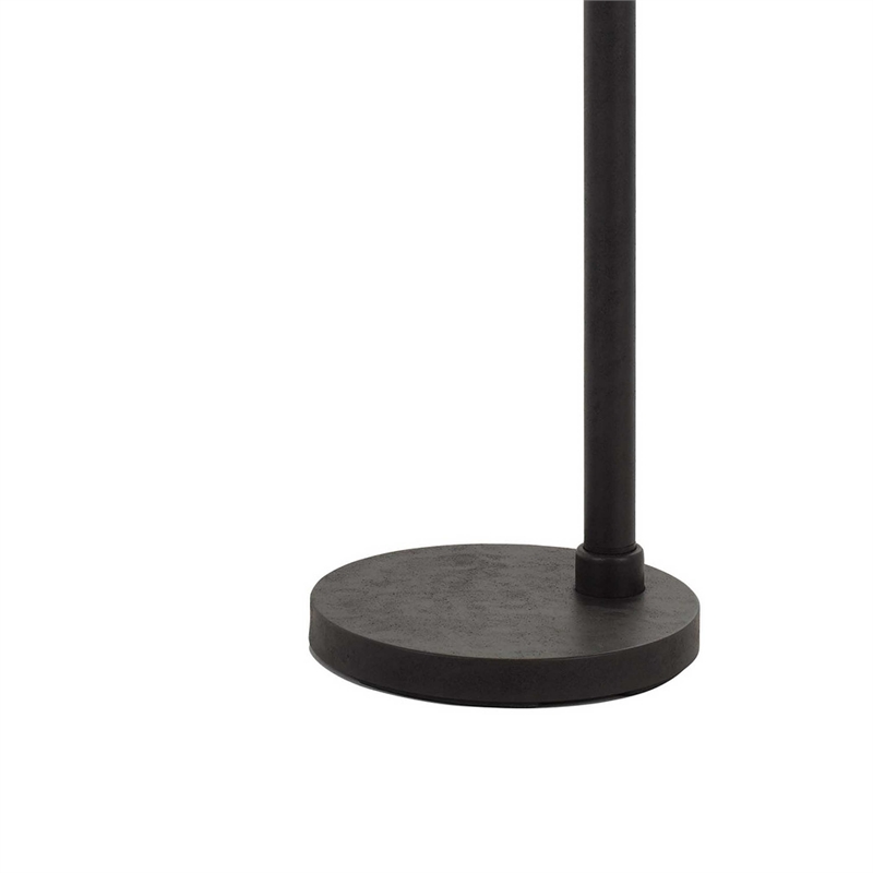 Benjara Tubular Metal Downbridge Floor Lamp with Wooden Accents- Black
