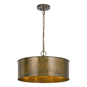 Benjara 60 X 3 Watt Round Metal Frame Chandelier w/ 6 Foot Chain-Distressed Gold