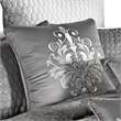 Benjara 12 Piece Queen Comforter Set with Medallion Print- Platinum Gray
