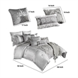 Benjara 12 Piece Queen Comforter Set with Medallion Print- Platinum Gray