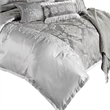 Benjara 12 Piece Queen Comforter Set with Medallion Print- Platinum Gray