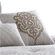 Benjara 10 Piece King Cotton Comforter Set with Textured Floral Print- Gray