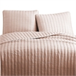 Benjara 3 Piece Crinkles Queen Size Coverlet Set with Vertical Stitching- Pink