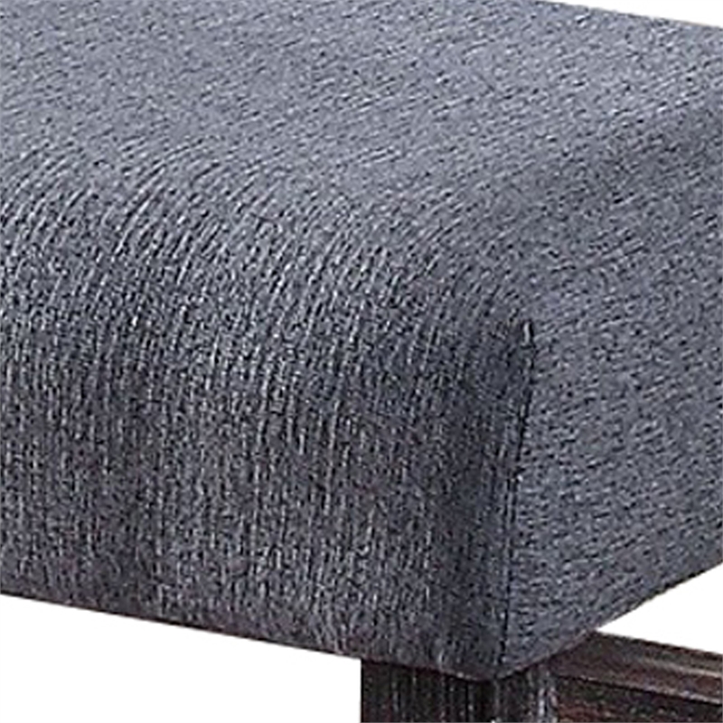 Benjara Rectangular Fabric Counter Height Bench with Padded Seat- Brown and Blue