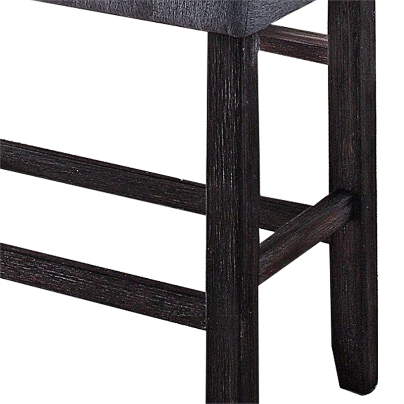 Benjara Rectangular Fabric Counter Height Bench with Padded Seat- Brown and Blue