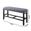 Benjara Rectangular Fabric Counter Height Bench with Padded Seat- Brown and Blue