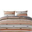 Benjara 3 Piece Microfiber King Size Quilt Set with Chevron Print- Multicolor