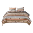 Benjara 3 Piece Microfiber King Size Quilt Set with Chevron Print- Multicolor