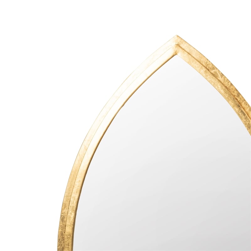 Benjara Oval Shape Metal Frame Wall Mirror- Gold