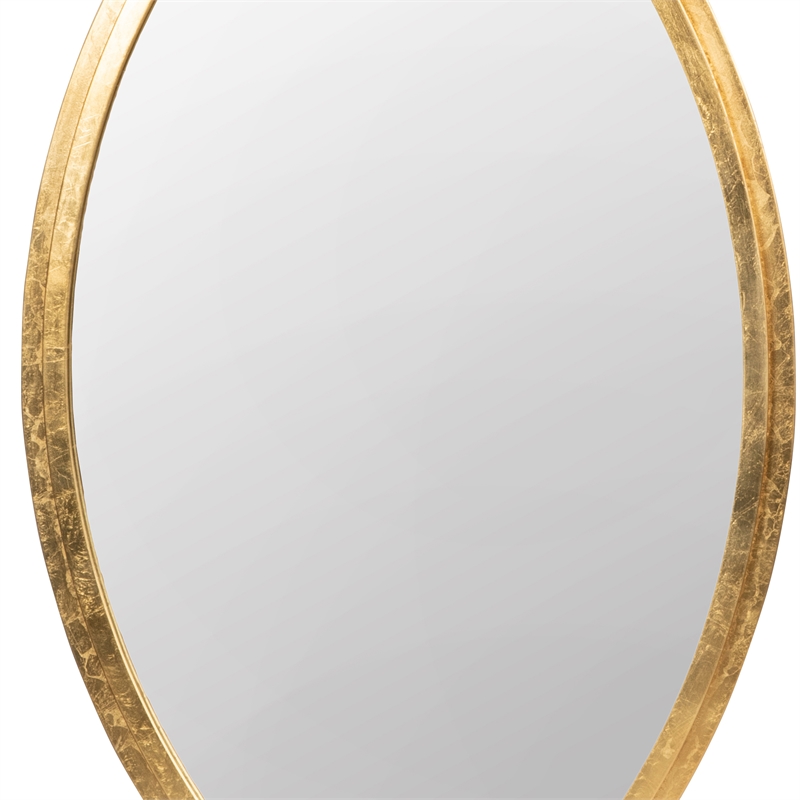 Benjara Oval Shape Metal Frame Wall Mirror- Gold