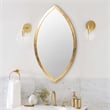 Benjara Oval Shape Metal Frame Wall Mirror- Gold