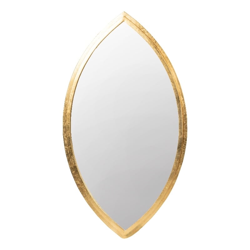 Benjara Oval Shape Metal Frame Wall Mirror- Gold