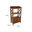 Benjara X Frame Wooden Rack with 2 Drawers and Open Shelf- Brown