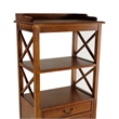 Benjara X Frame Wooden Rack with 2 Drawers and Open Shelf- Brown